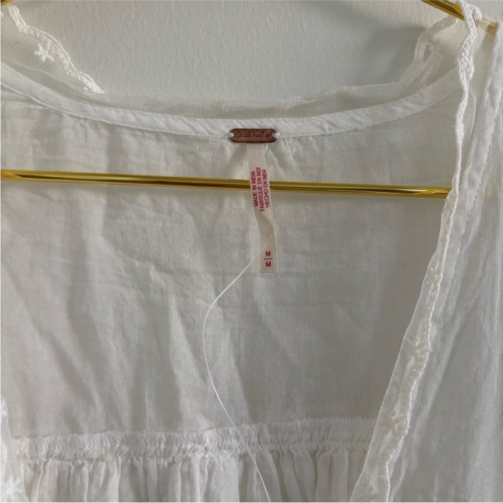White Lace Trim Top Women’s Size Medium  100% Cotton - Picture 5 of 6
